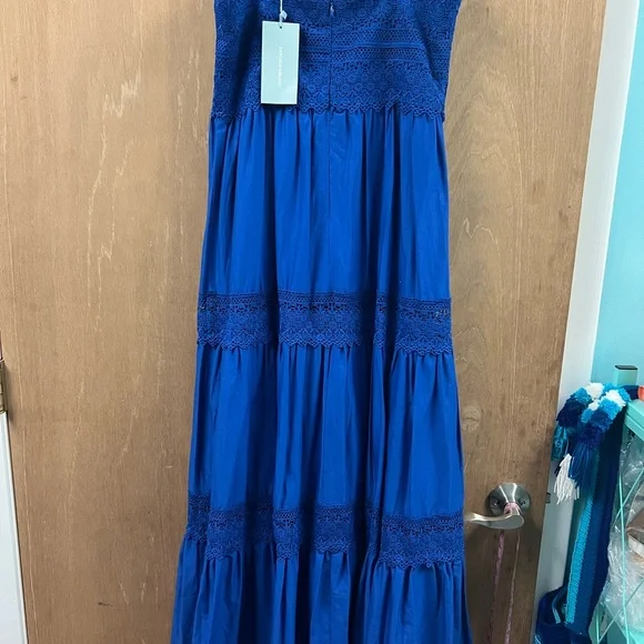 ANTONIO MELANI Mikaela Royal Blue Lace-tiered maxi dress - Picture 5 of 6